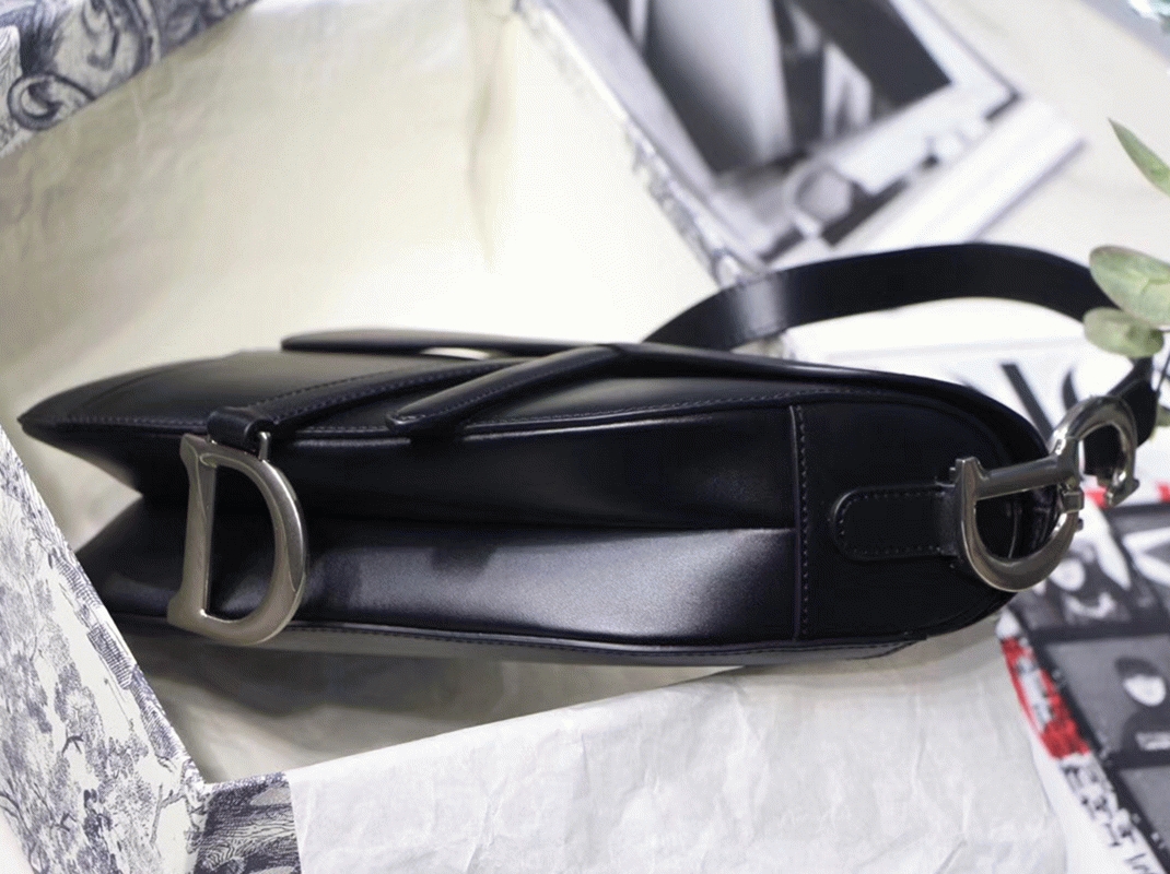 D10r Saddle Bag Replica in Black Soft Calfskin