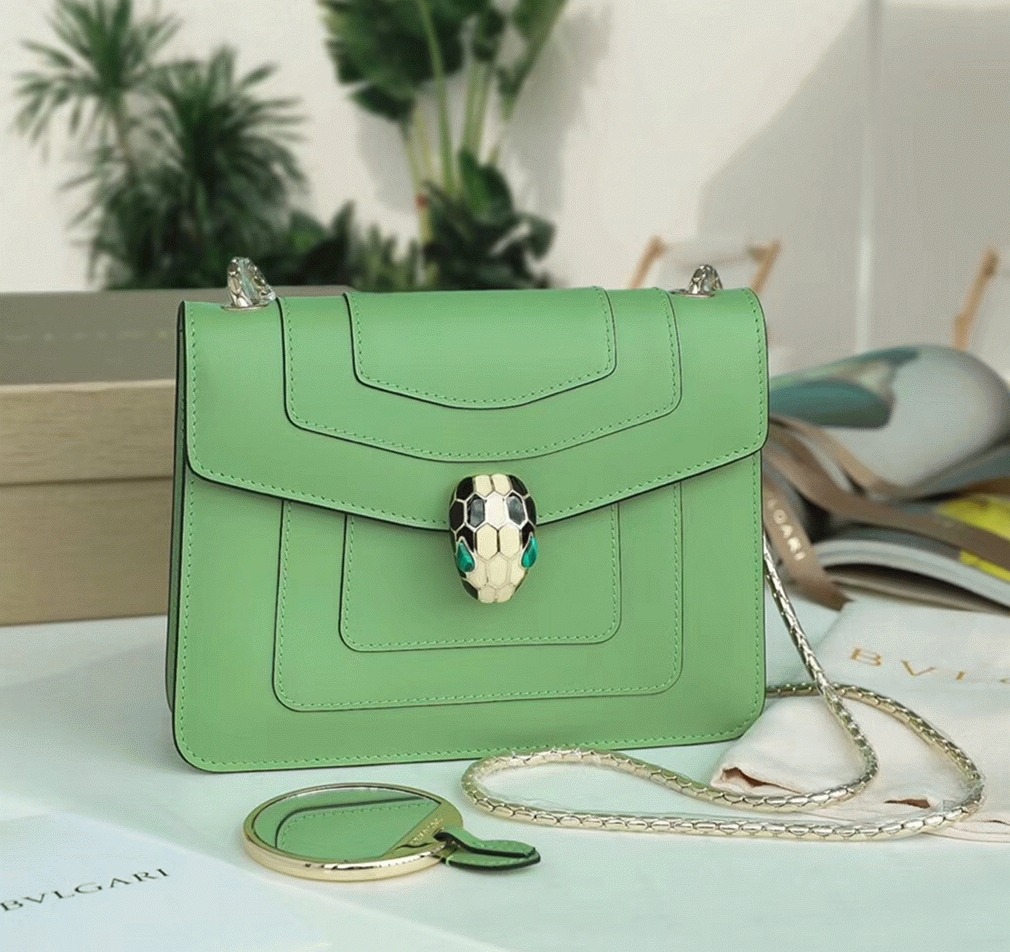 Fake Bv1g*ai Serpenti Forever Small Crossbody Bag Mint Leather