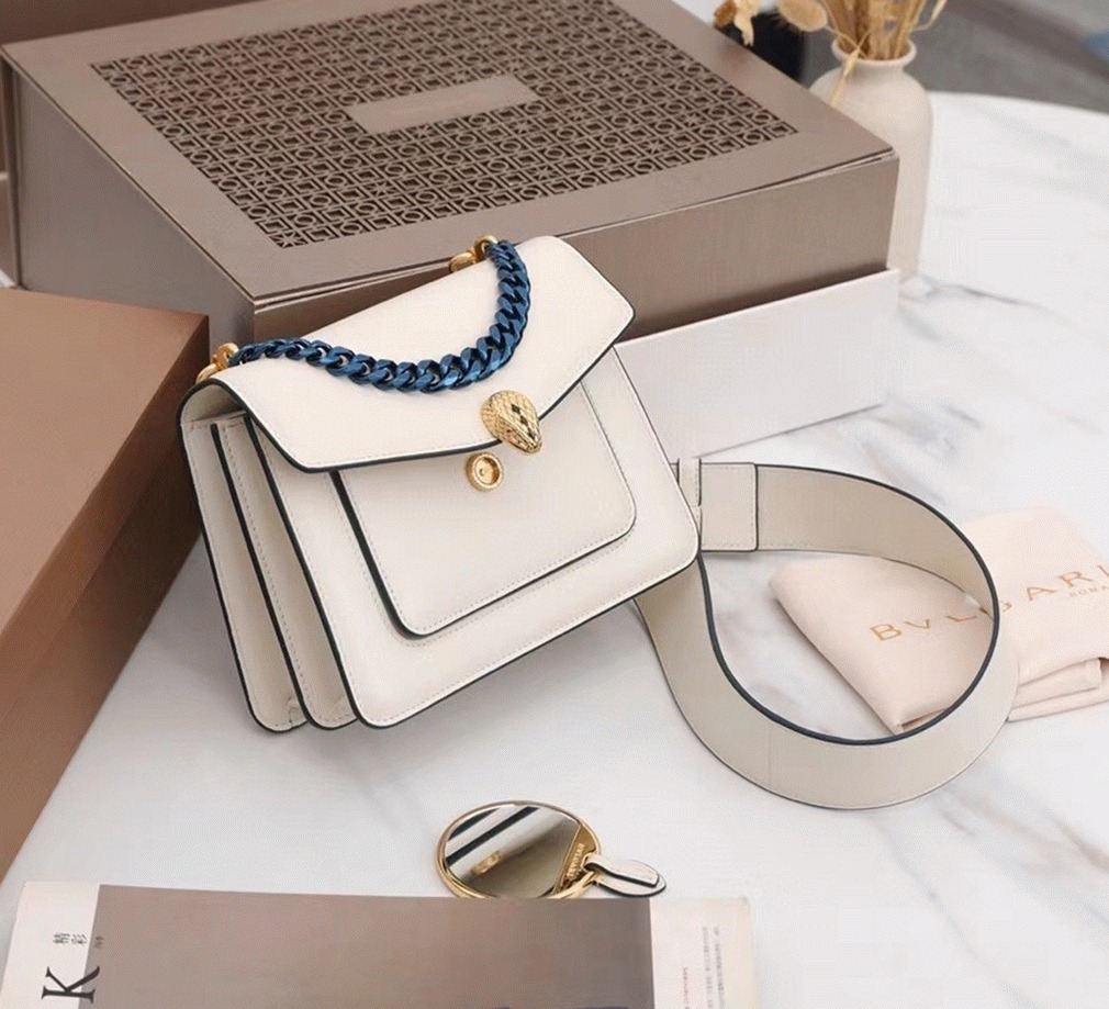 Fake Bv1g*ai Serpenti Forever Small Crossbody Bag with Chain Ivory