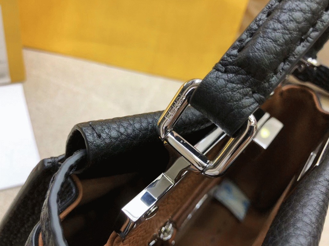 Top Quality Replica F**di Peekaboo Mini Selleria Bag In Black Romano Leather