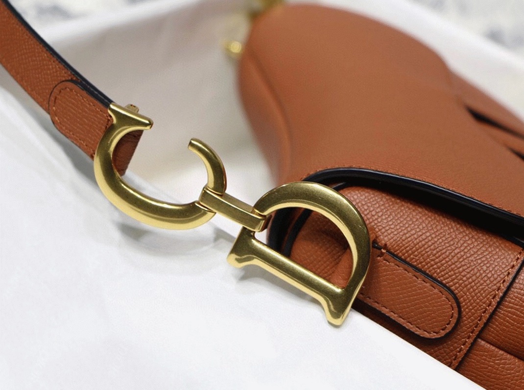 D10r Saddle Bag Replica in Dark Tan Grained Calfskin