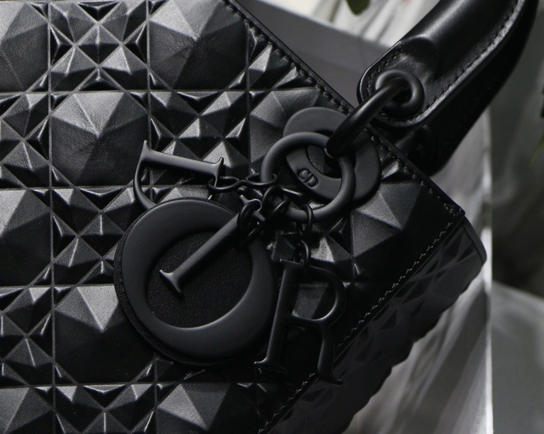 D10r Small Lady D10r My ABCD10r Bag Fake in Black Calfskin with D1am0nd Motif