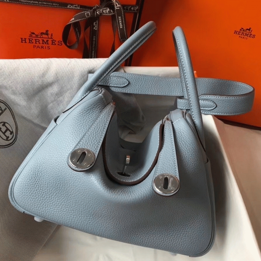 Replica H**me5 Lindy 26cm handbag in blue lin