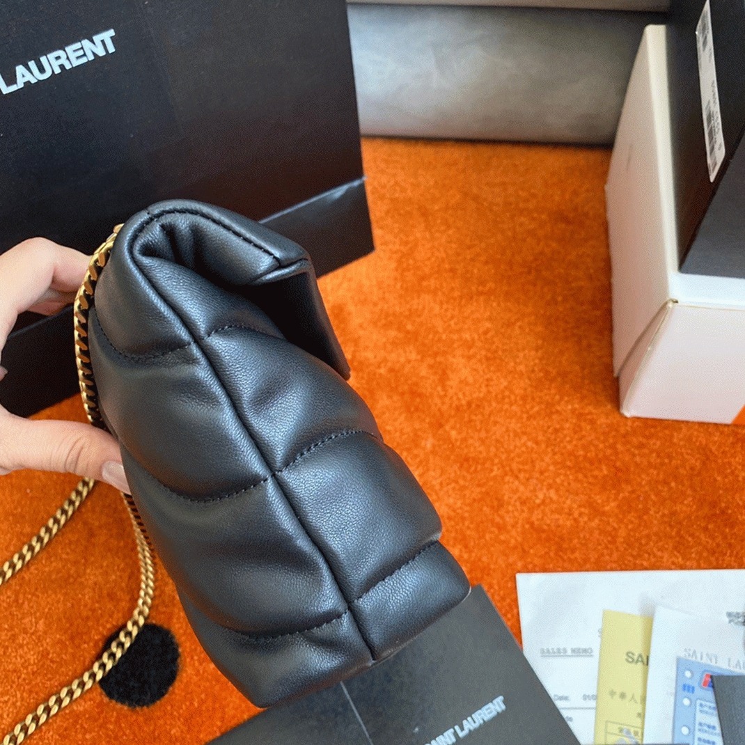 Replica Sa1nt Lau*nt Puffer Toy Bag Black Quilted Lambskin