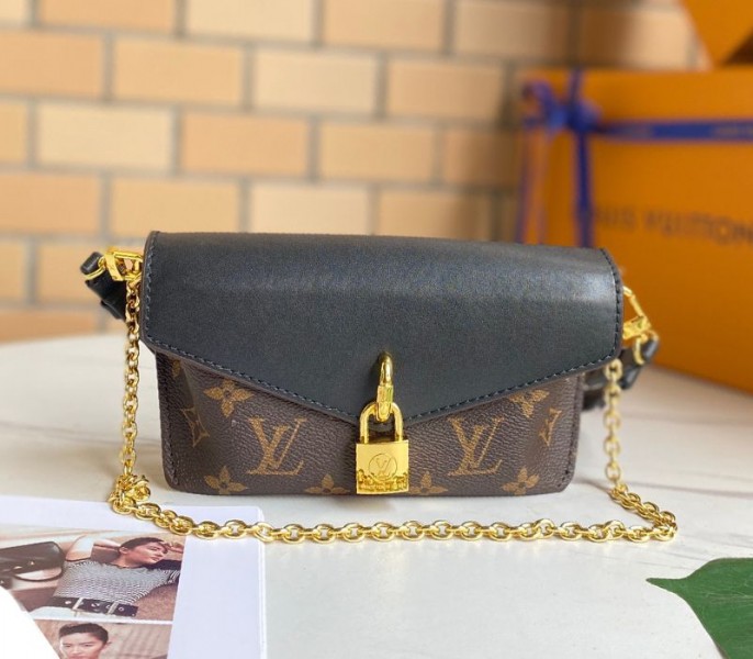 L0vis Vvtt0n Monogram Canvas Padlock On Strap Bag In Black