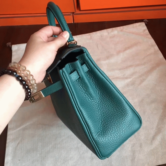 Malachite Clemence Replica H**me5 Kelly 25cm Retourne Tote