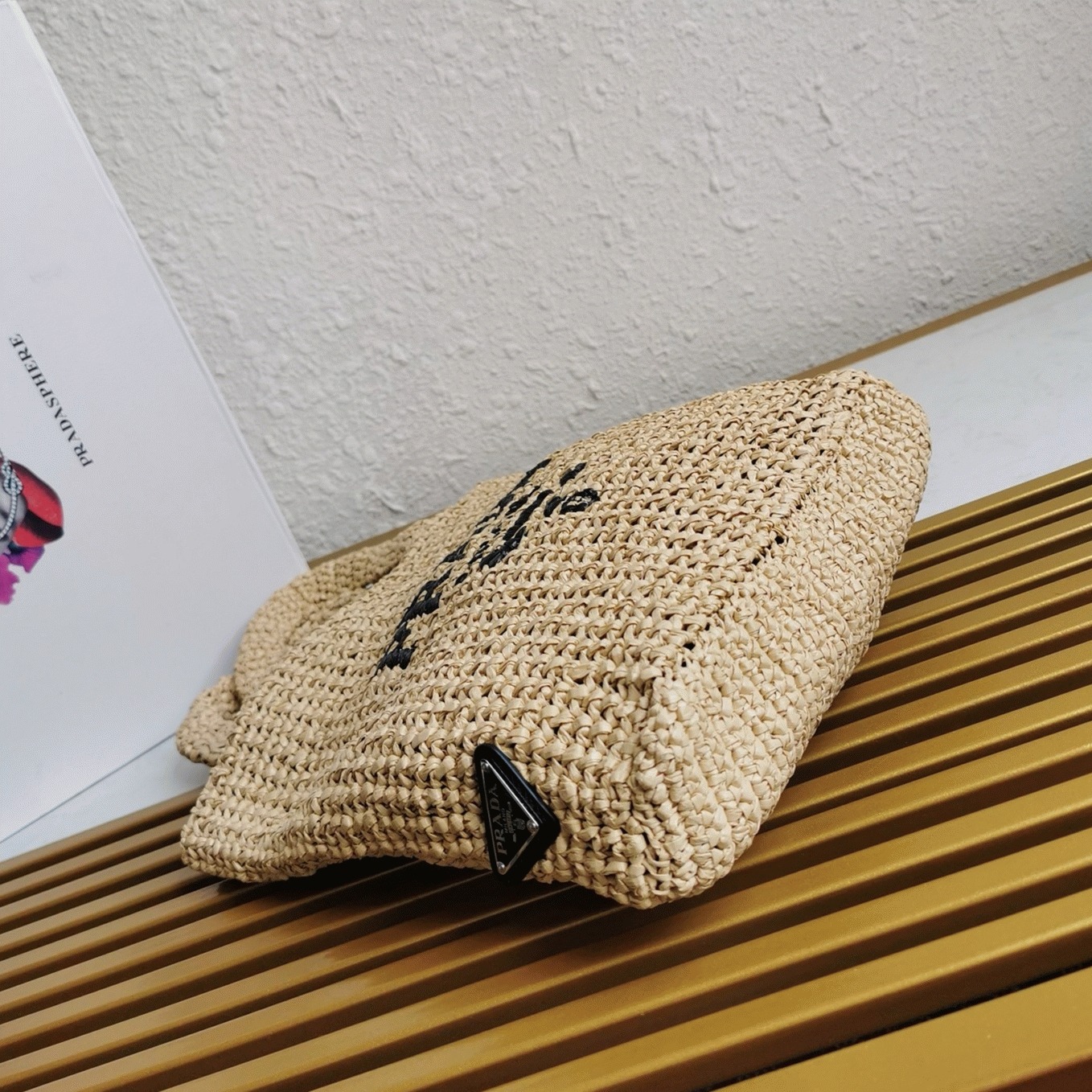 Pra*a Small Crochet Tote Bag Knockoff in Beige Raffia-effect Yarn