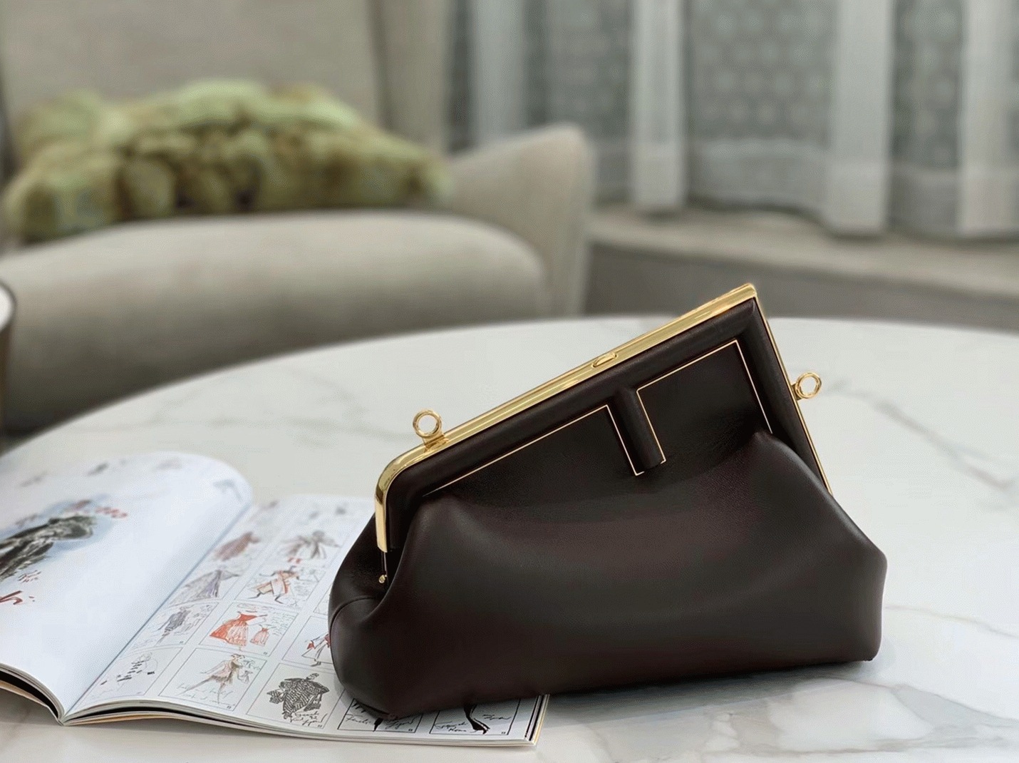 Top Quality Knockoff F**di First Small Bag In Dark Brown