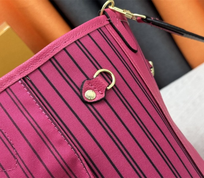 L0vis Vvtt0n Neverfull Bandouliere Inside Out MM Tote In Monogram Canvas And Rose Pondichery Textile