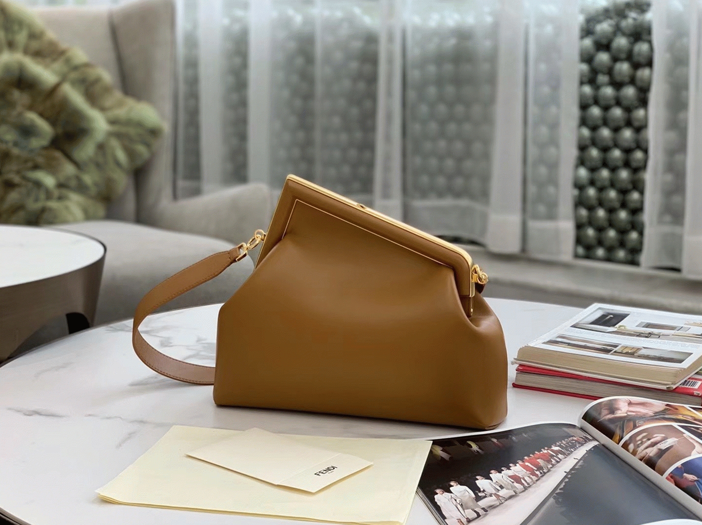 Top Quality Replica F**di First Medium Bag In Brown Nappa Leather