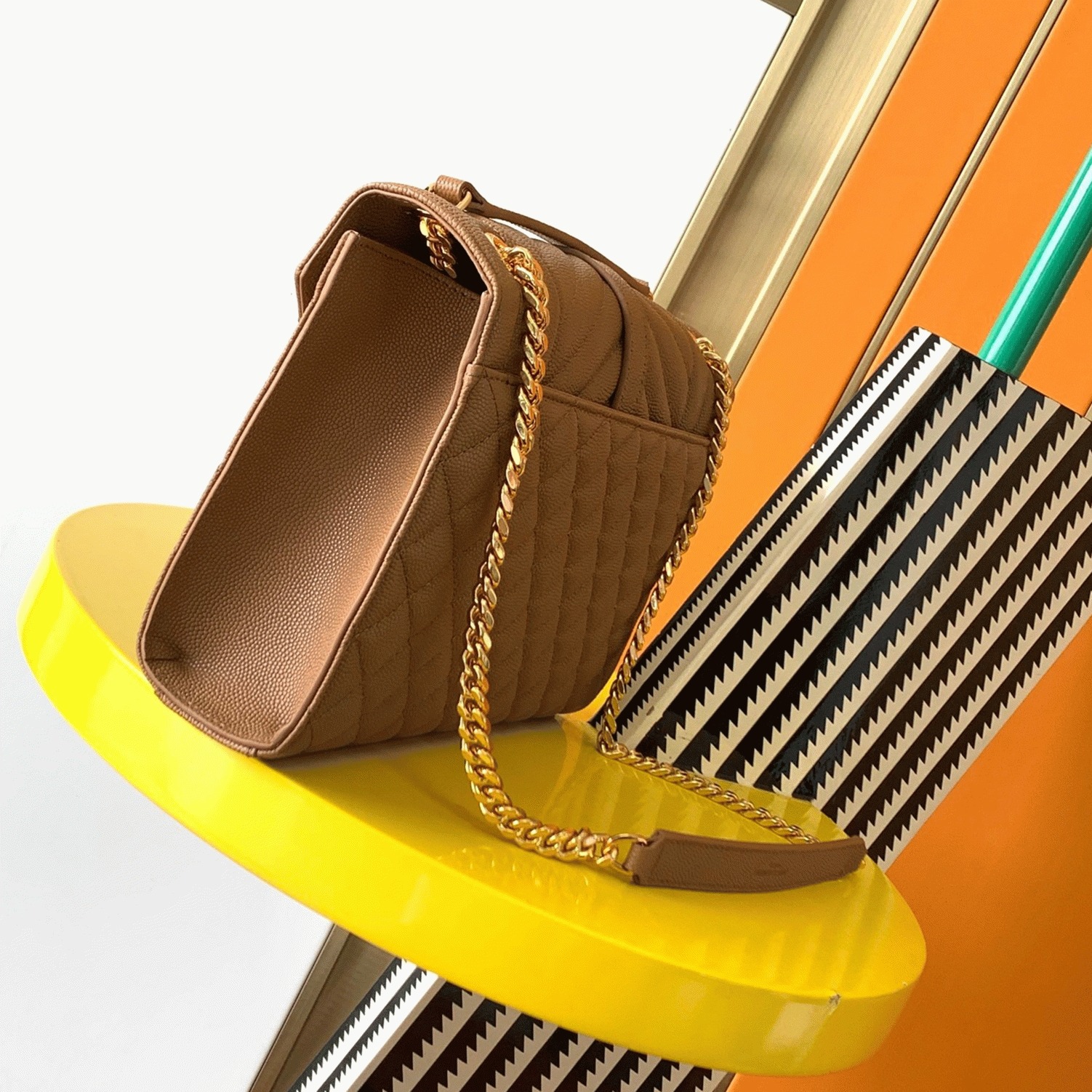Fake Sa1nt Lau*nt Envelope Medium Bag Brown