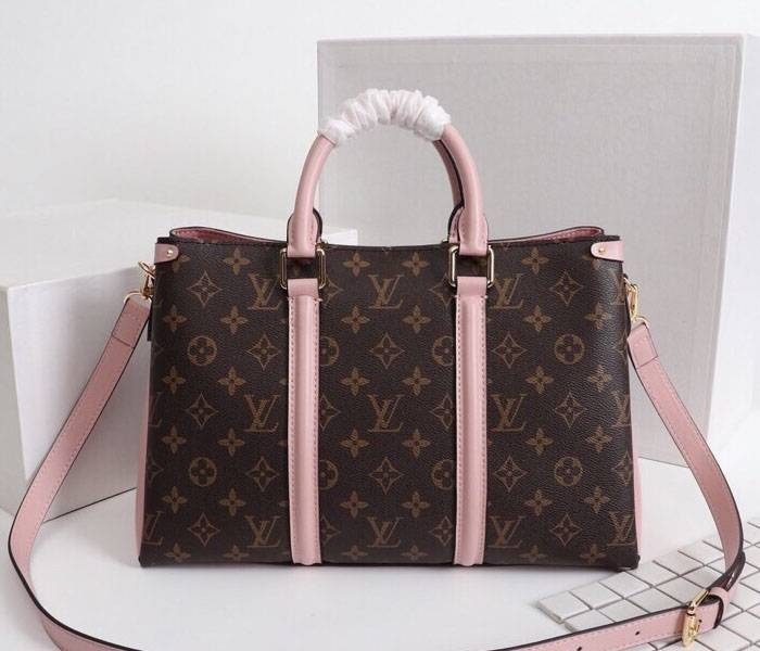 L0vis Vvtt0n Monogram Canvas Soufflot MM Bag In Peach