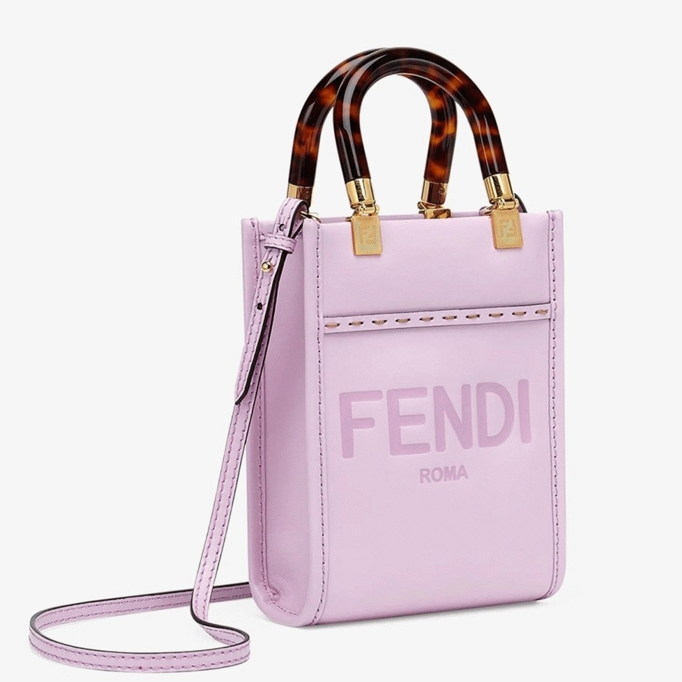 Top Quality Knockoff F**di Mini Sunshine Shopper Bag In Lilas Leather