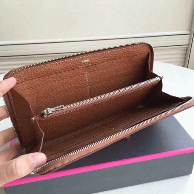 Brown Luxury Replica H**me5 Wallet Azap Zipped