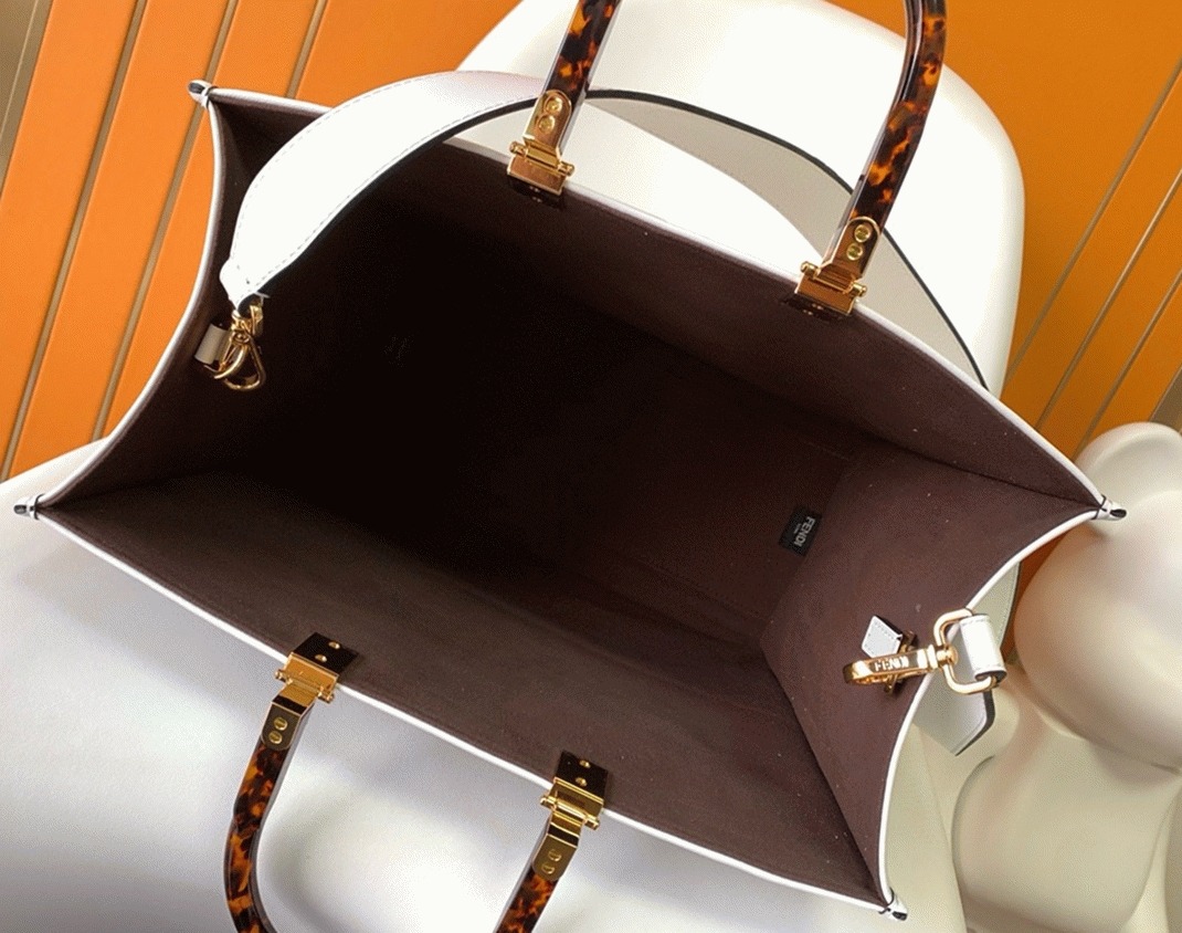 Top Quality Fake F**di Sunshine Medium Tote Bag In White FF Calfskin