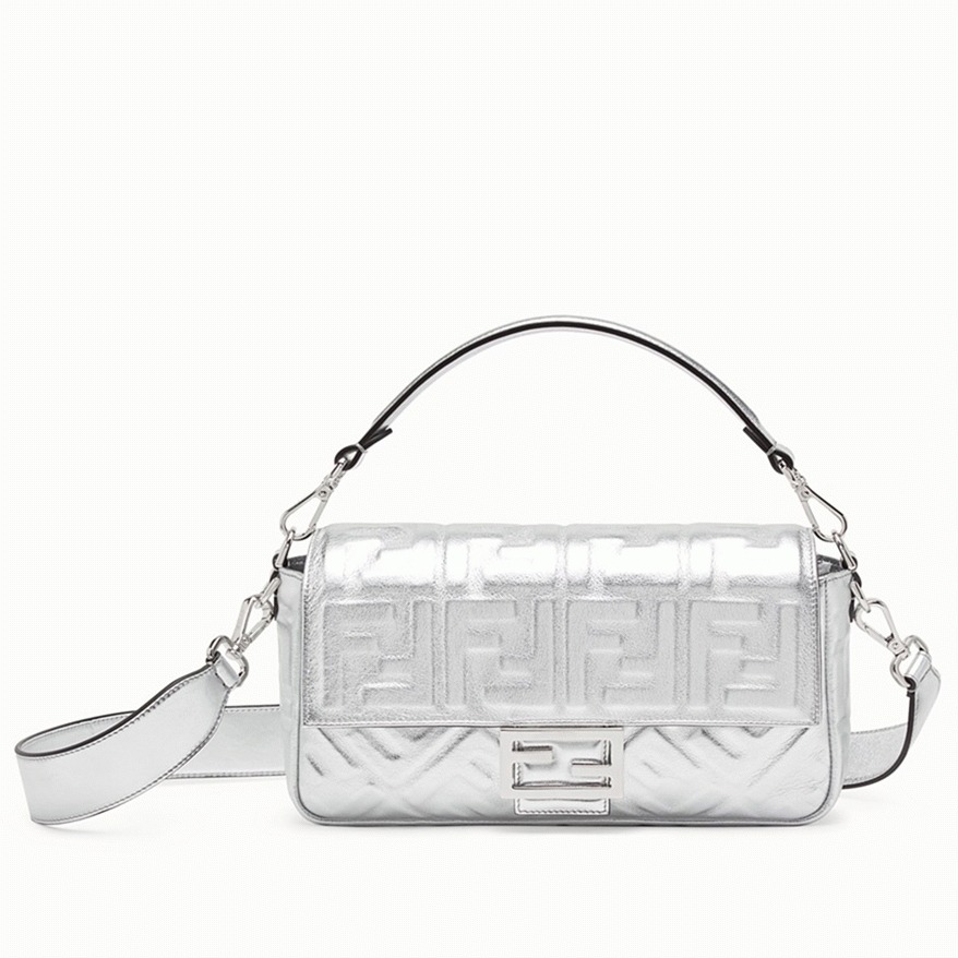 Top Quality F**di Medium Baguette Bag In Silver FF