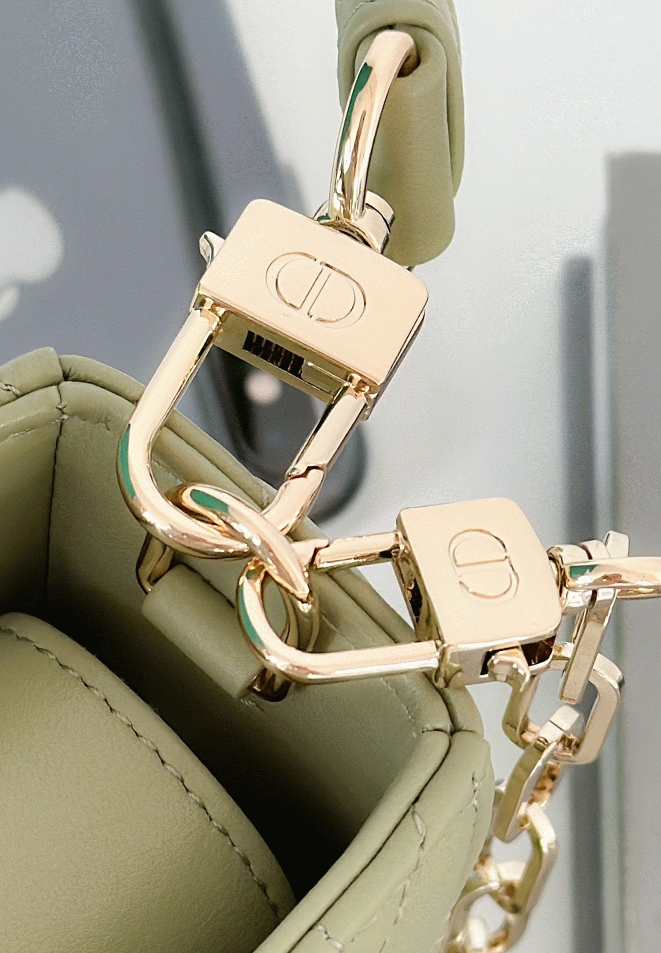 D10r Lady D-Joy Medium Bag Knockoff in Ethereal Green Cannage Lambskin