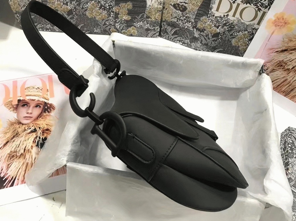 D10r Saddle Bag Faux in Black Ultramatte Calfskin