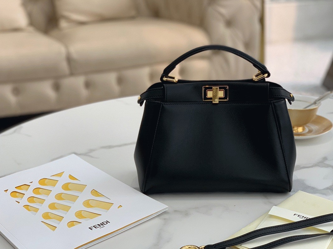 Top Quality Replica F**di Peekaboo Mini Bag In Black Nappa Leather
