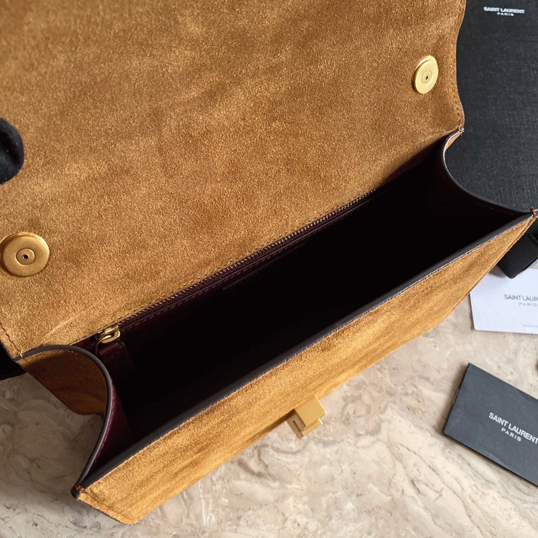 Fake Sa1nt Lau*nt Le Carre Satchel Bag Brown
