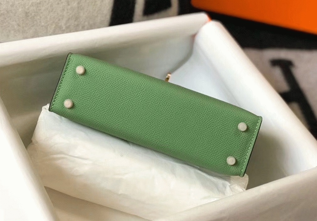 H**me5 Kelly Mini II Bag Replica in Vert Criquet