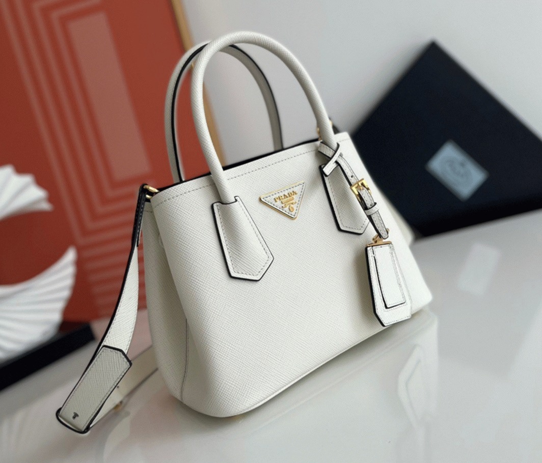 White Pra*a Double Mini Bag Replica