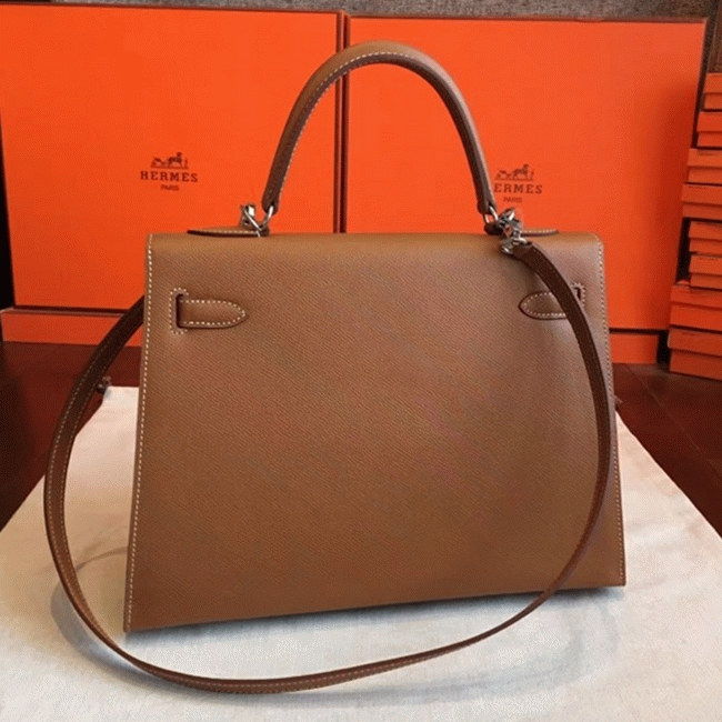 Brown Epsom Knockoff H**me5 Kelly 32cm Sellier Classic Purse