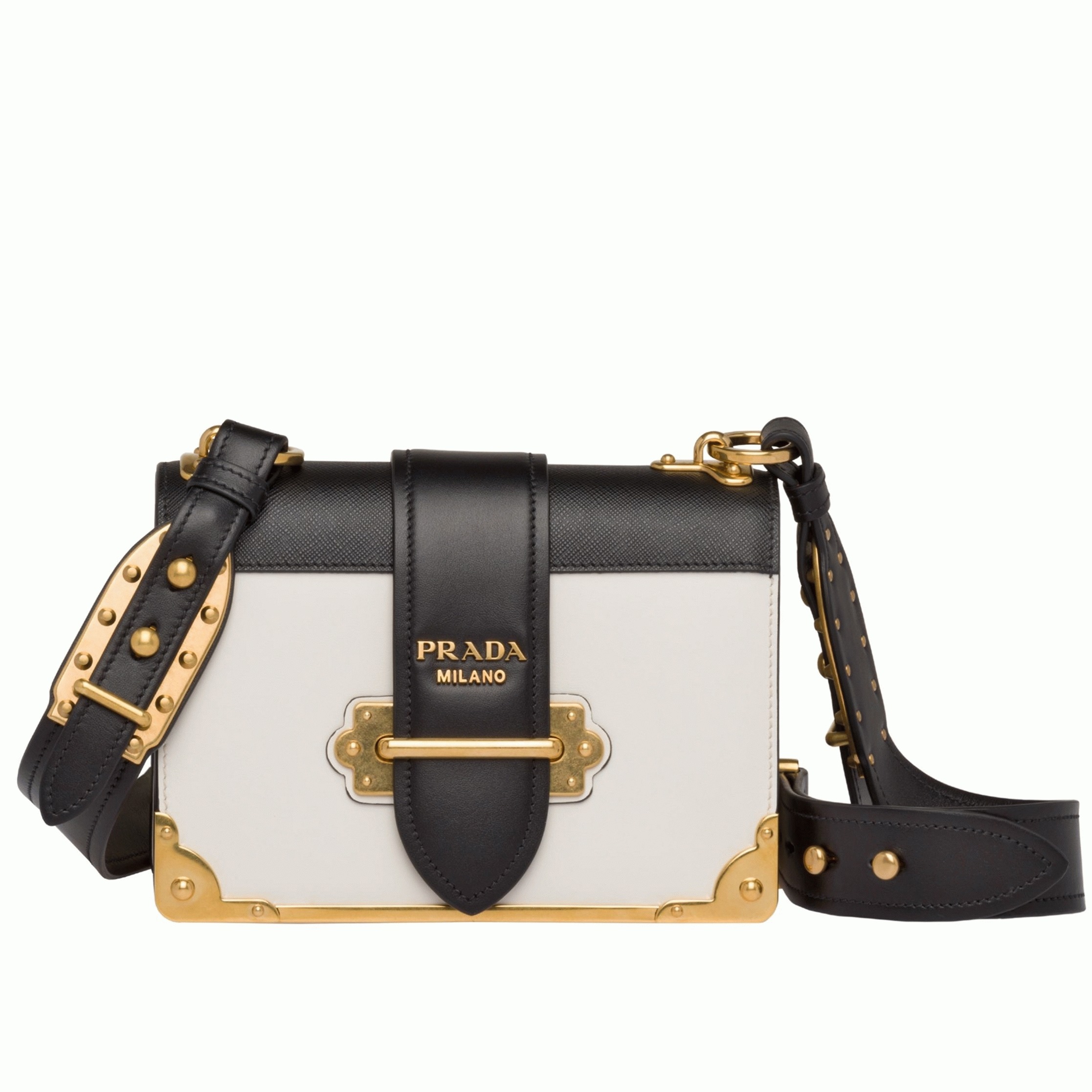 White/Black Pra*a Cahier Shoulder Bag Knockoff