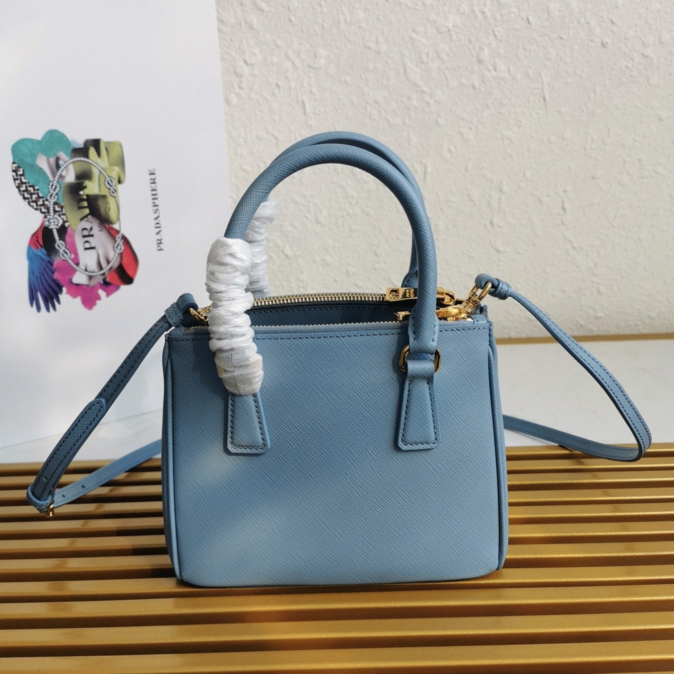 Light Blue Pra*a Mini Galleria Bag Fake