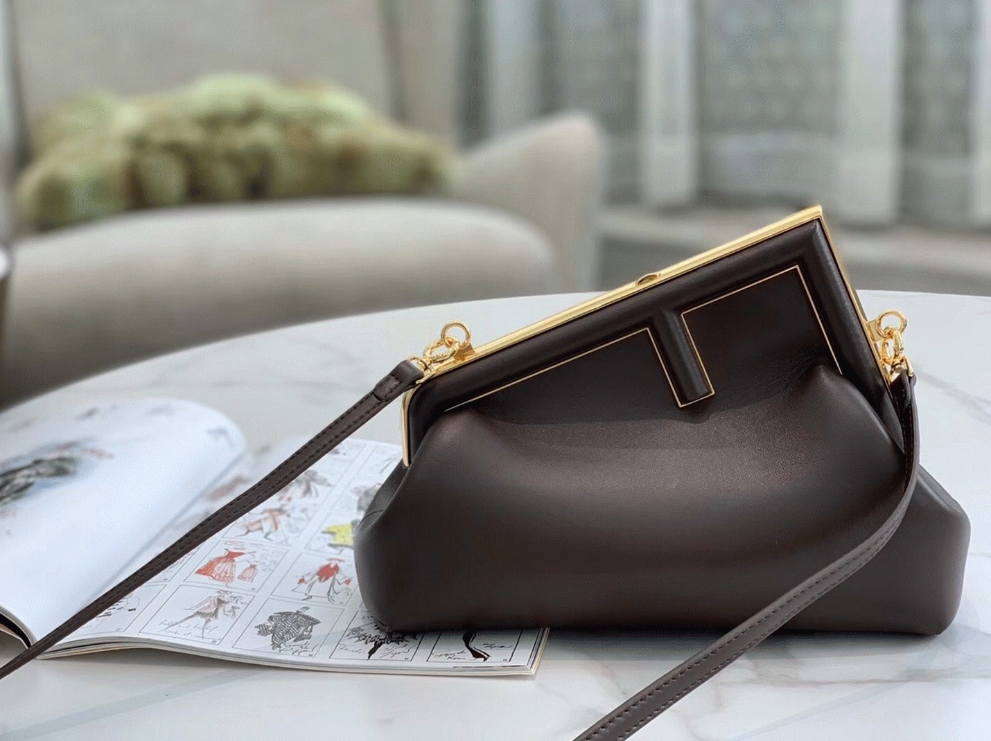 Top Quality Knockoff F**di First Small Bag In Dark Brown