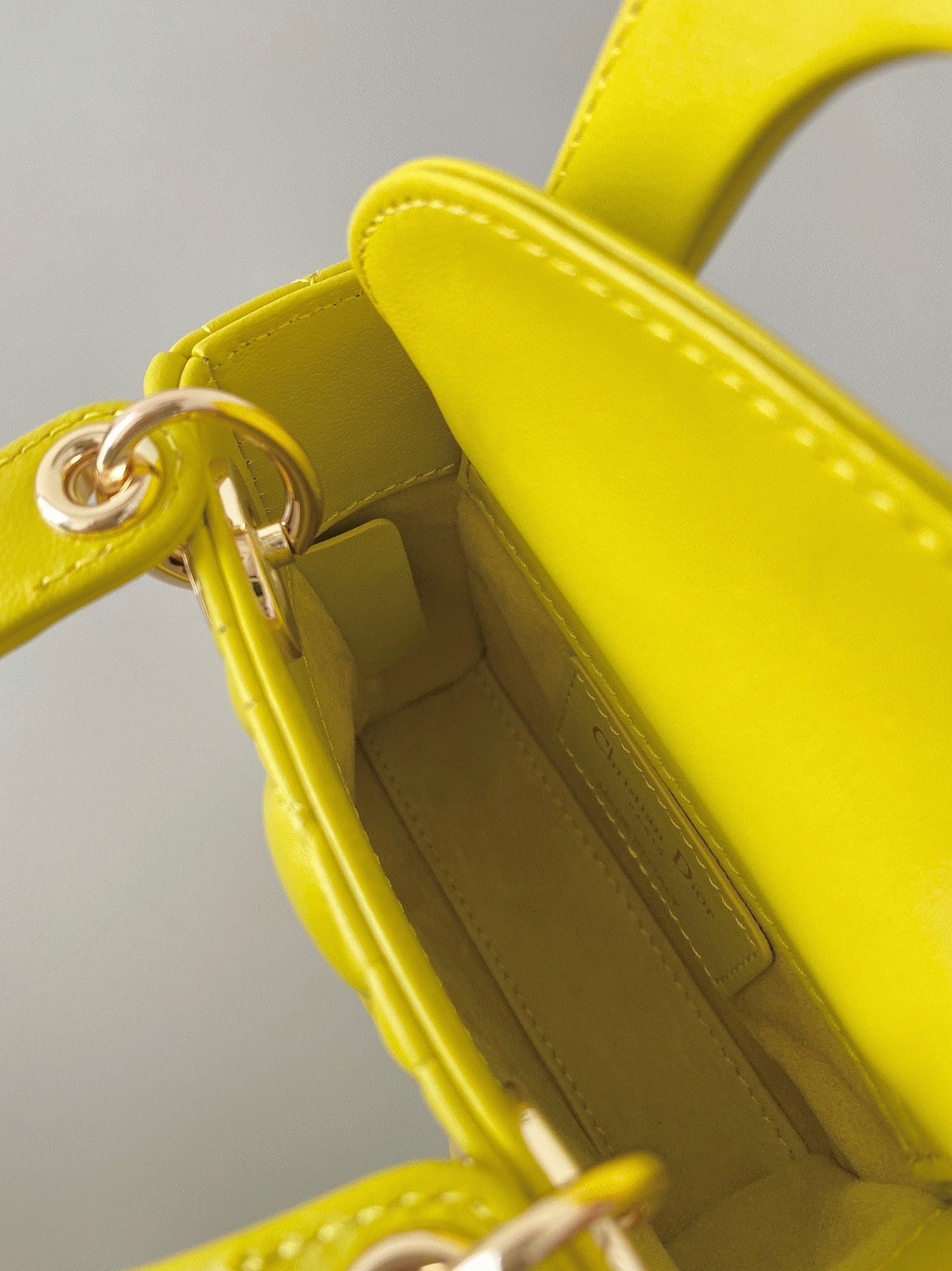 D10r Lady D10r Micro Bag Fake in Yellow Cannage Lambskin