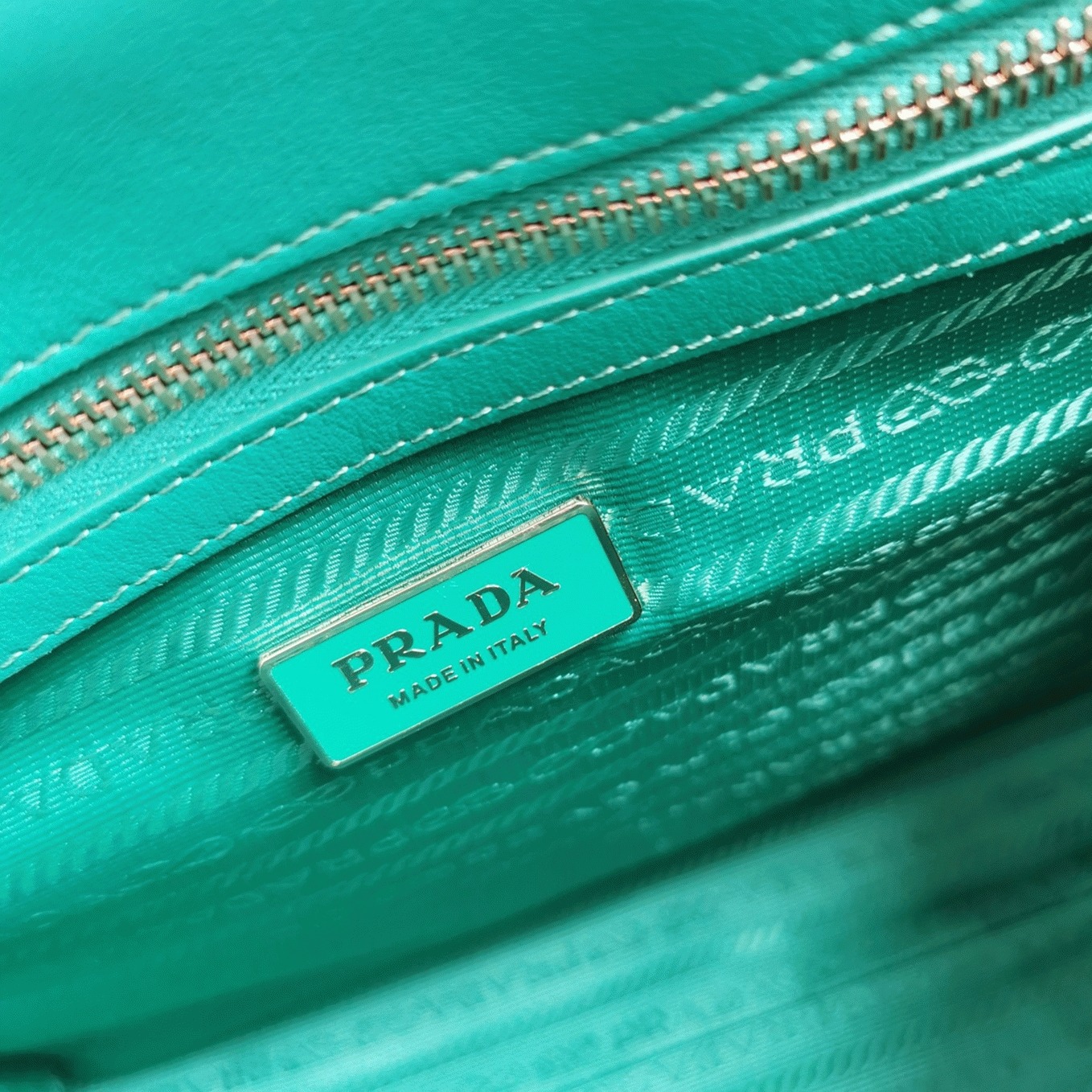 Pra*a Symbole Small Bag Replica in Green/White Jacquard Fabric