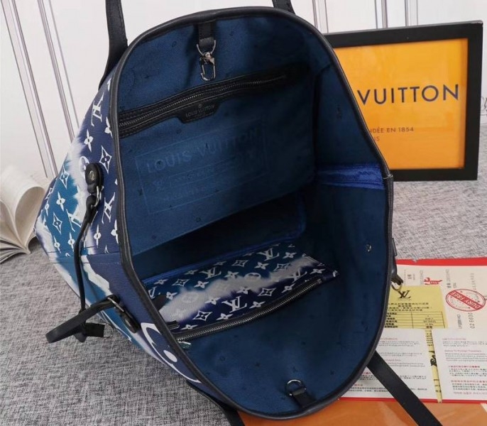 L0vis Vvtt0n Seasonal Escale Neverfull MM Tote In Blue