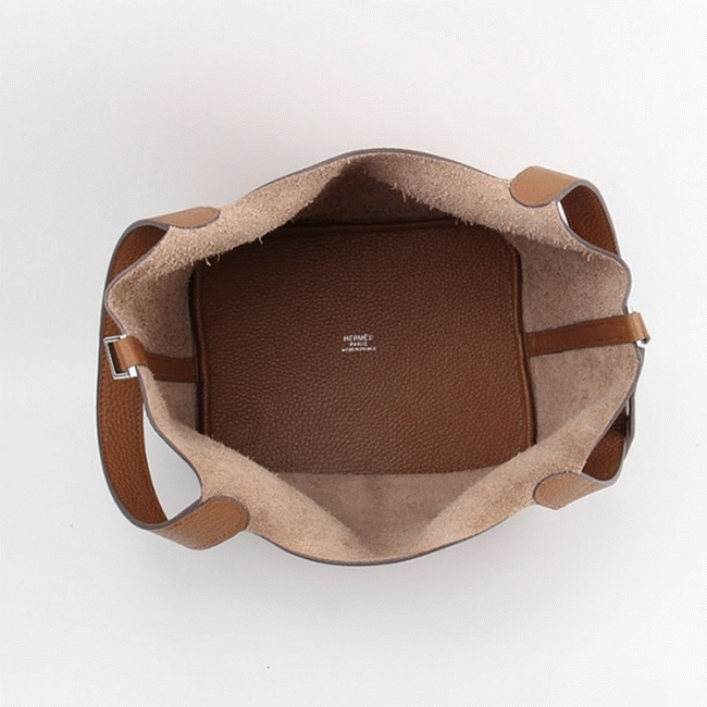 Brown faux luxury H**me5 Picotin Lock handbag