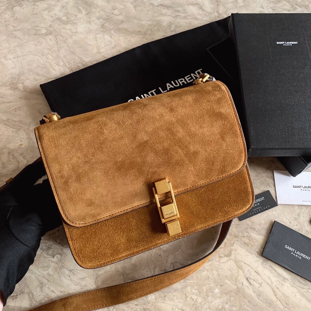 Fake Sa1nt Lau*nt Le Carre Satchel Bag Brown
