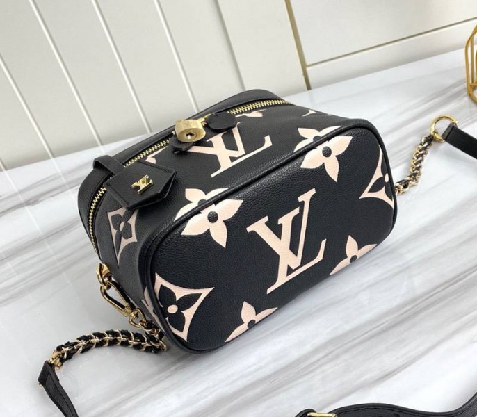 L0vis Vvtt0n Bicolor Monogram Empreinte Vanity PM Bag In Black And Beige