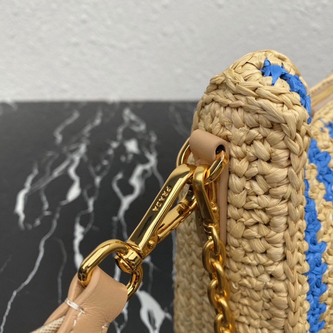 Pra*a Re-Edition Bag Fake in Beige and Blue Stripe