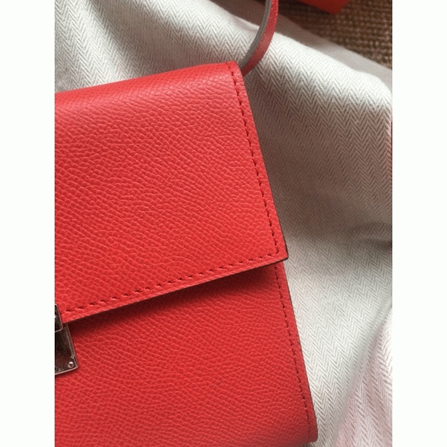 Red luxury replica H**me5 Clic wallet with strap