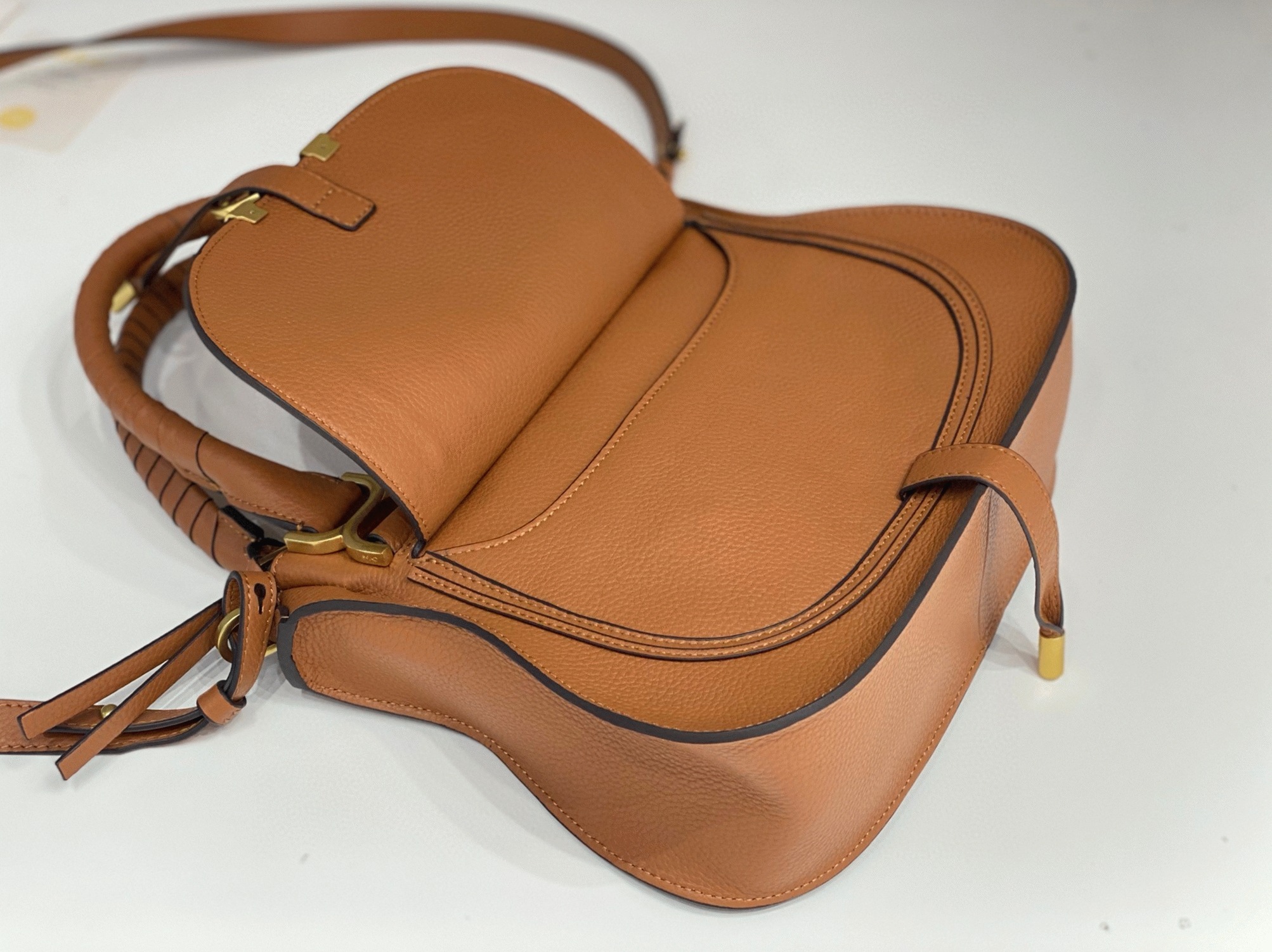 top quality replica Ch10e marcie small double carry bag in blue grained leather