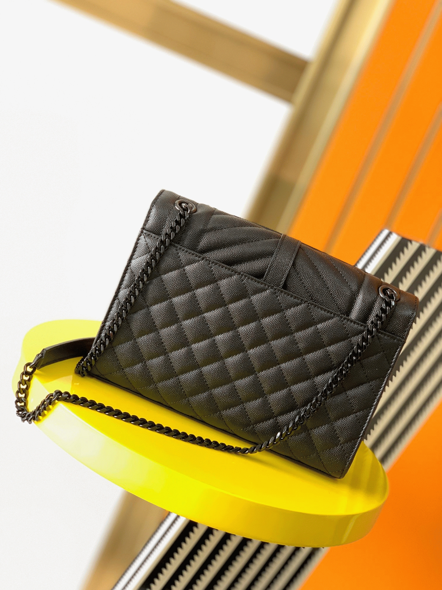 Replica Sa1nt Lau*nt Envelope Meidum Black Bag with Black Hardware
