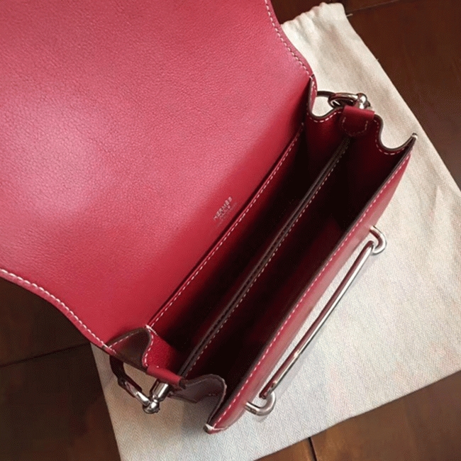 Red designer replica H**me5 Mini Sac Roulis handbag