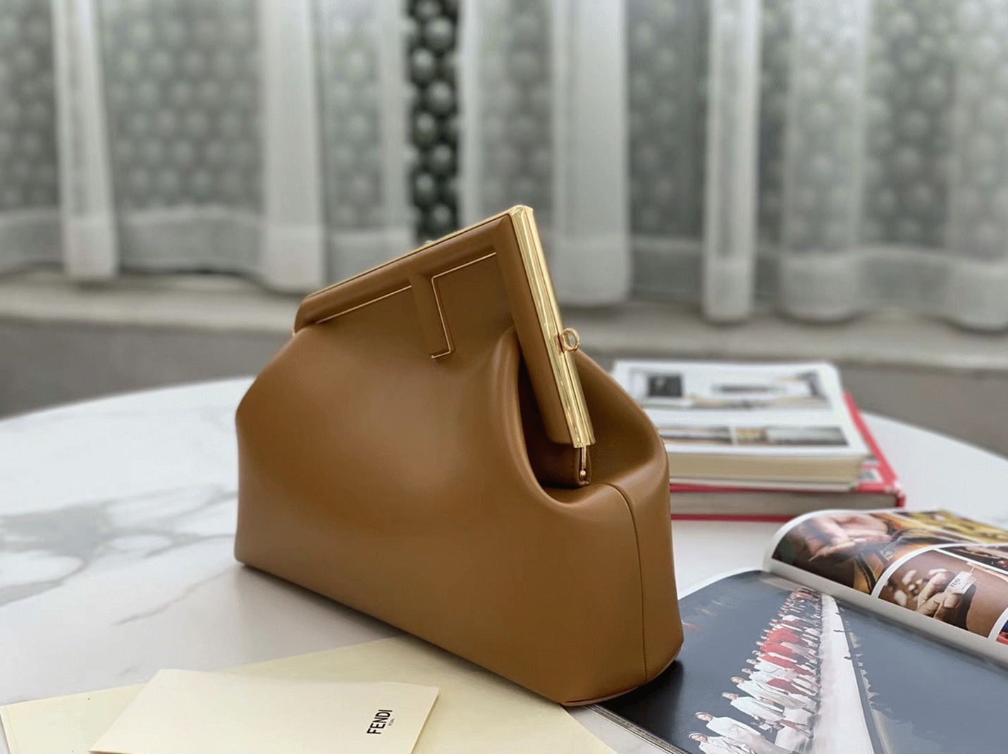 Top Quality Replica F**di First Medium Bag In Brown Nappa Leather