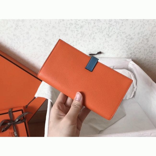Orange Blue Jean Epsom Fake H**me5 Bearn Wallet