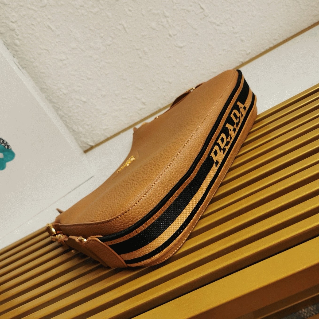 Designer Pra*a Shoulder Bag Replica in Brown