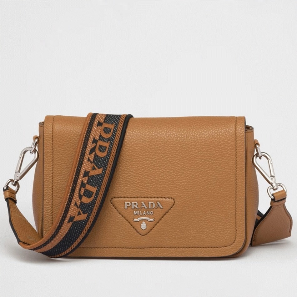 Pra*a Flap Shoulder Bag Fake in Brown