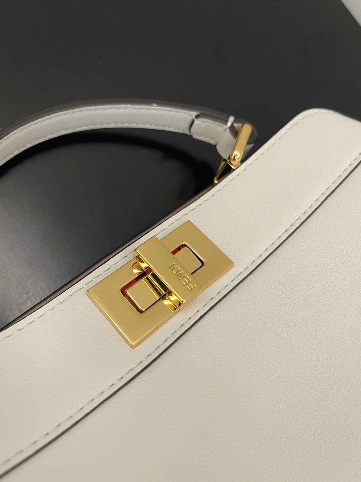 Top Quality Replica F**di Peekaboo ISeeU Small Bag In White Calfskin