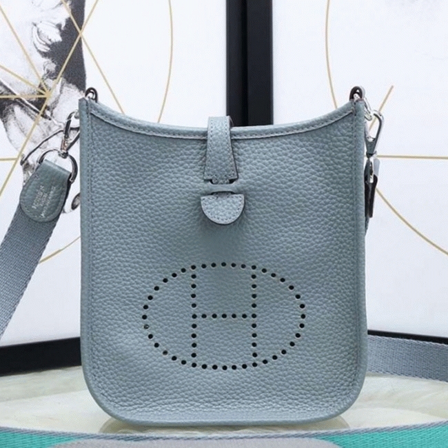 Blue Lin Color Fake H**me5 Evelyne II TPM Compact Bag