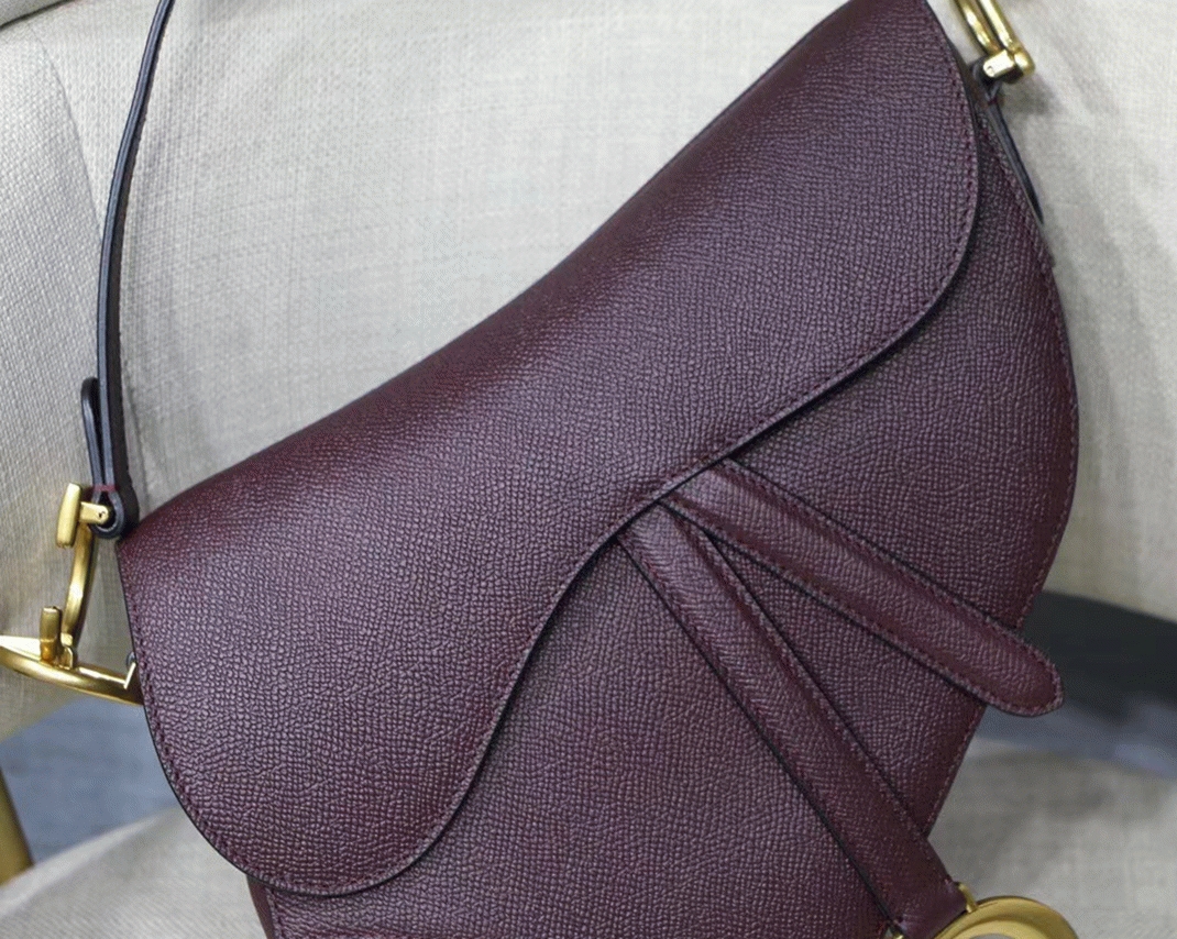 d10r saddle bag knockoff in aM*ranth grained calfskin