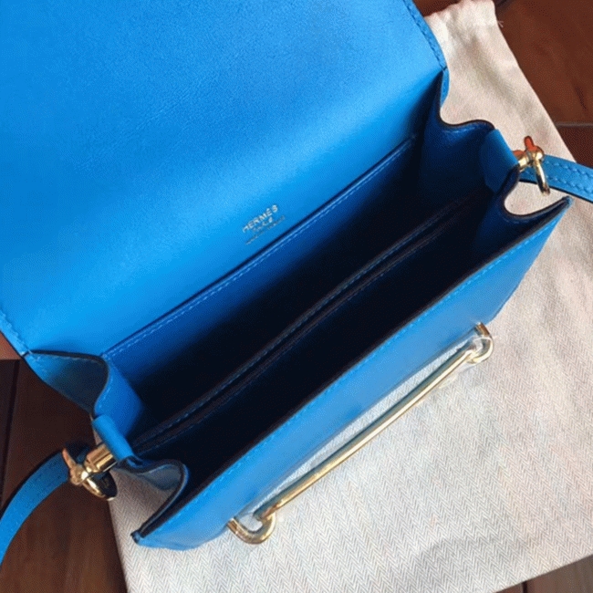 Blue hydra luxury replica H**me5 Mini Sac Roulis handbag