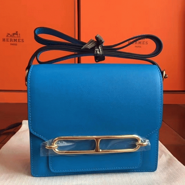 Blue hydra luxury replica H**me5 Mini Sac Roulis handbag
